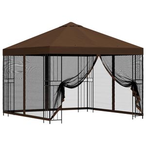 vidaXL Vrtni gazebo s stranskimi stenami 3 x 3 m Rjava