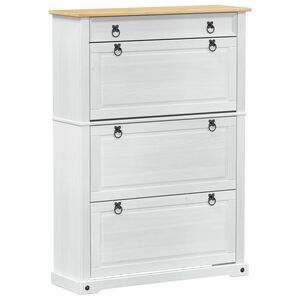 vidaXL Omara za čevlje Corona Bela 99 x 32 x 138 cm Masivno borovo les