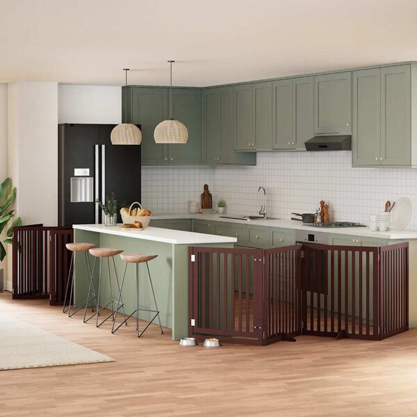 vidaXL Ograda za pse z vrati zložljiva 10 panelov rjava 800 cm les