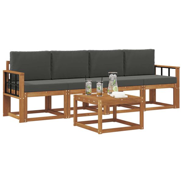 vidaXL Zunanja garnitura za sedenje 5 pcs Naravna in antracitna