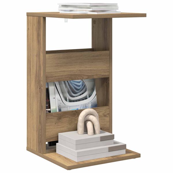 vidaXL Stranska miza Umetni hrast 40 x 35 x 60,5 cm Konstruiran les