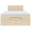 vidaXL Otomanski posteljni okvir z vzmetnico krem 120x200 cm blago
