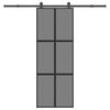 vidaXL Drsna vrata z opremo 76x205 cm kaljeno steklo in aluminij