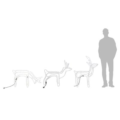 vidaXL Božični severni jeleni 3 kosi hladno beli