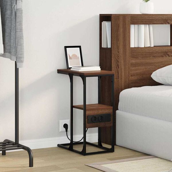 vidaXL Nočna omarica Rjavi hrast 41.5 x 26 x 60.5 cm Konstruiran les