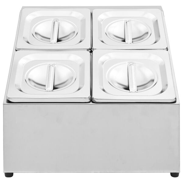 vidaXL Gastronomsko držalo s 4 GN 1/6 posodami nerjaveče jeklo