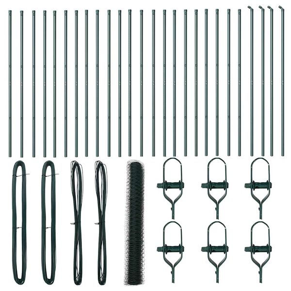 vidaXL Steber ograje. Zelena 50 x 1,2 m (36 mm mreža) Jeklo in PVC