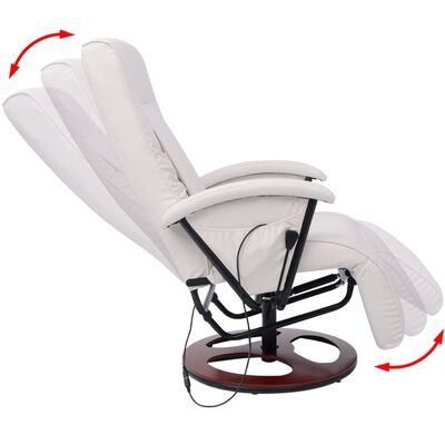 vidaXL Shiatsu masažni stol belo umetno usnje