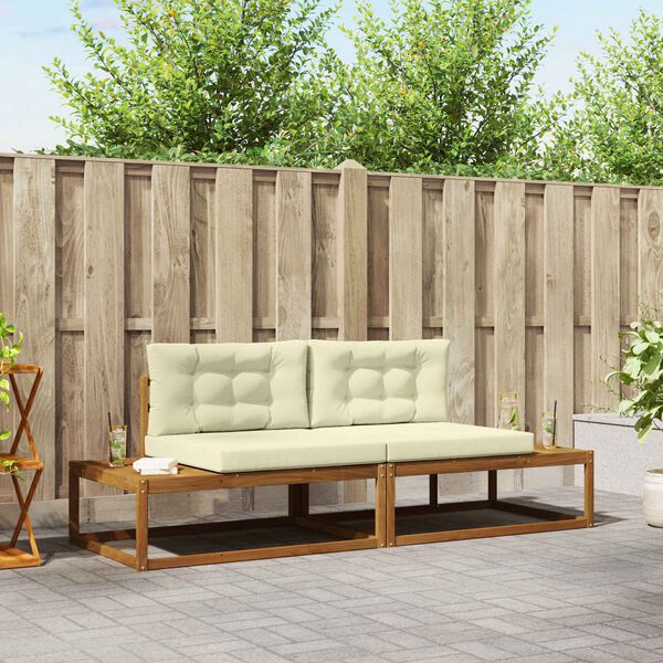 vidaXL Zunanja garnitura za sedenje z blazino 2 Kos Naravna in smetana
