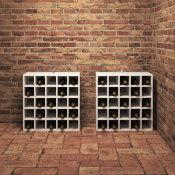 vidaXL Stojalo za vino 2 pcs Bela 56 x 25 x 56 cm Masivno borovo les
