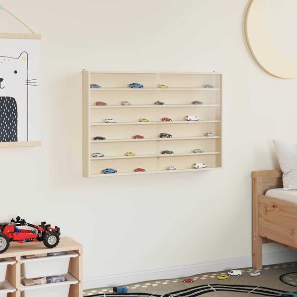 vidaXL Stenska vitrina s polico Bež 80 x 8,5 x 54 cm Vezani les