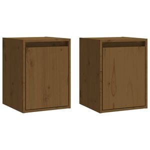 vidaXL Stenska omarica 2 kosa medeno rjava 30x30x40 cm trdna borovina
