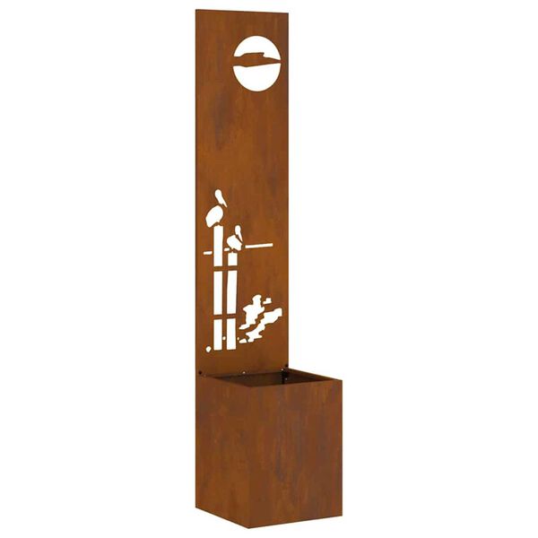 vidaXL Zaslon za zasebnost v vrtu Rjav 32 x 140 cm Odporno jeklo