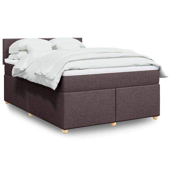 vidaXL Box spring postelja z vzmetnico temno rjav 140x190 cm blago