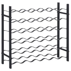 vidaXL Stojalo za vino za 36 steklenic črno železo