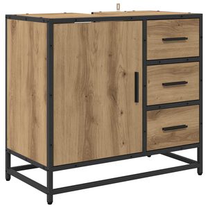 vidaXL Kopalni&scaron;ka omarica Umetni hrast 65 x 33 x 60 cm Inženirski les