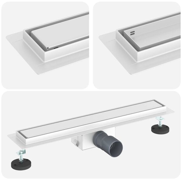 vidaXL Odvod za prho s stekleno zaščito srebrna 60 cm