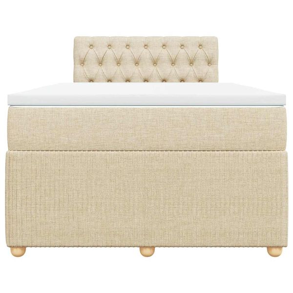 vidaXL Box spring postelja z vzmetnico krem 120x200 cm blago