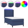 vidaXL Box spring postelja z vzmetnico LED modra 90x190 cm blago