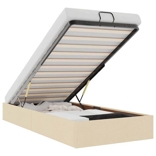 vidaXL Otomanski posteljni okvir brez vzmetnice krem 90x190 cm blago