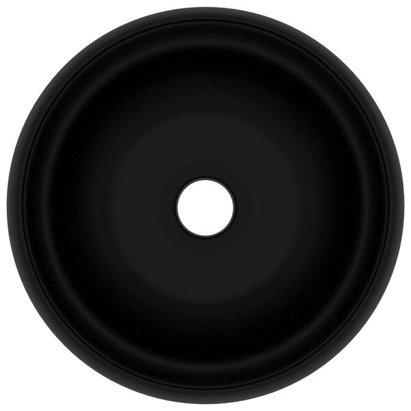 vidaXL Razkošen umivalnik okrogel mat črn 40x15 cm keramičen