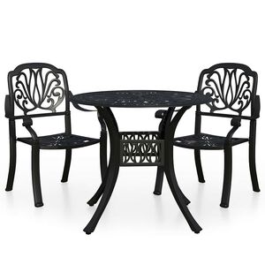 vidaXL Bistro garnitura 3-delna liti aluminij črna