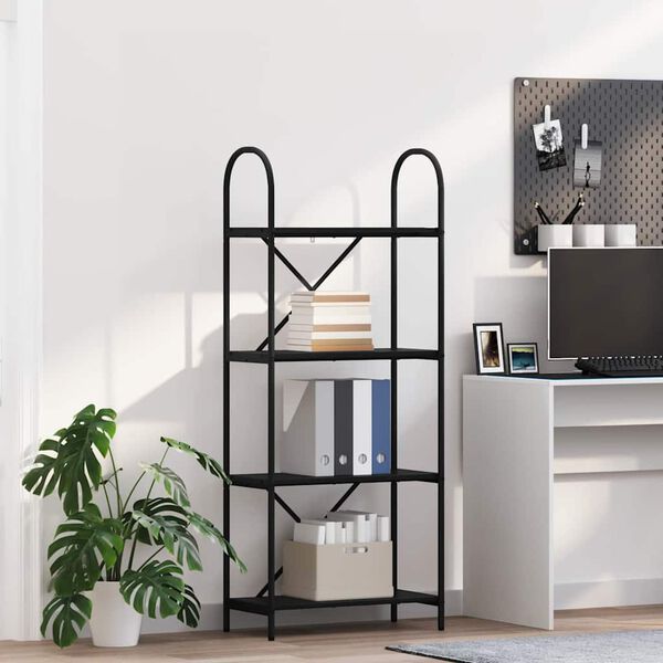 vidaXL Knjižna polica Črna Orehovina 60 x 30 x 146 cm Konstruiran les