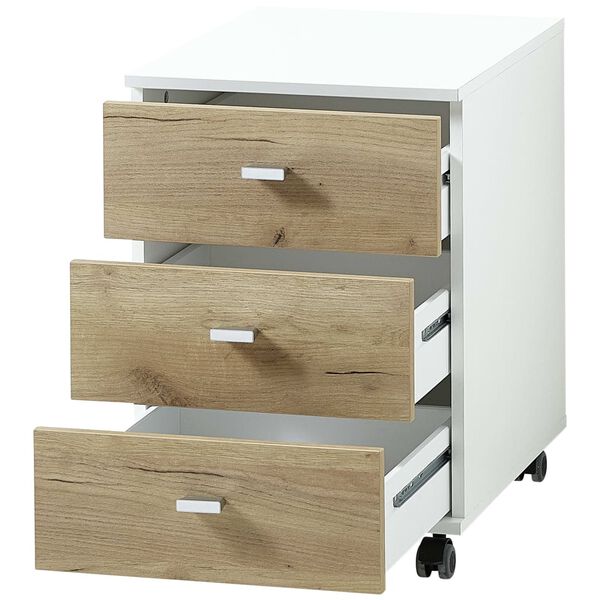 426459 Germania Rolling Filing Cabinet "Altino" 40x48,9x56,9 cm Navarra-oak and White