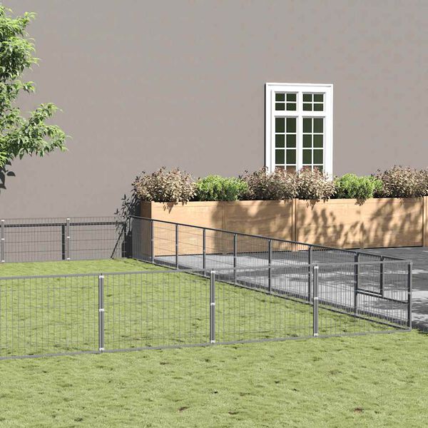 vidaXL Pasji boks srebrn 72 m&sup2; jeklo