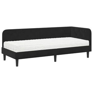 vidaXL Kotna postelja Črna 80 x 200 cm Žamet