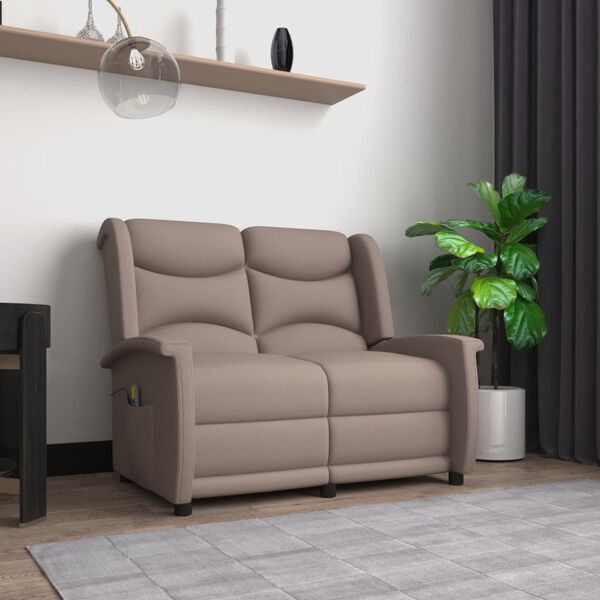 vidaXL Masažni dvosed taupe blago iz mikrovlaken