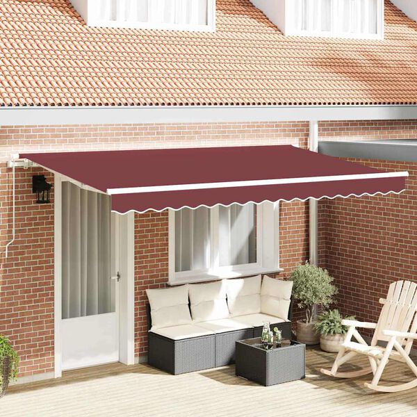 vidaXL Retraktilna tenda Burgundija 350 x 200 cm blago
