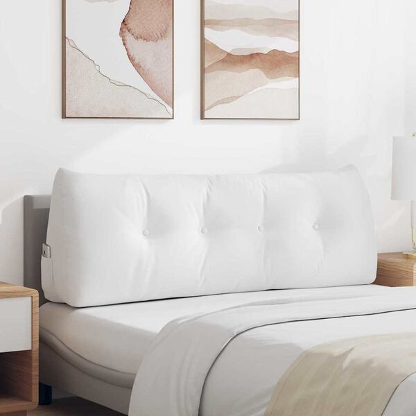 vidaXL Poglavni vzglavnik Bela 140 x 24 x 50 cm blago