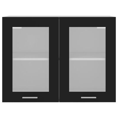 vidaXL Viseča steklena omarica črna 80x31x60 cm iverna plošča