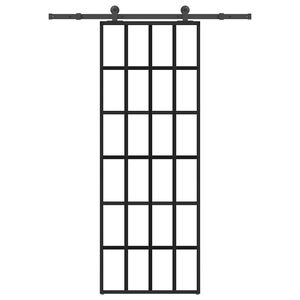 vidaXL Drsna vrata z opremo 76x205 cm ESG steklo in aluminij