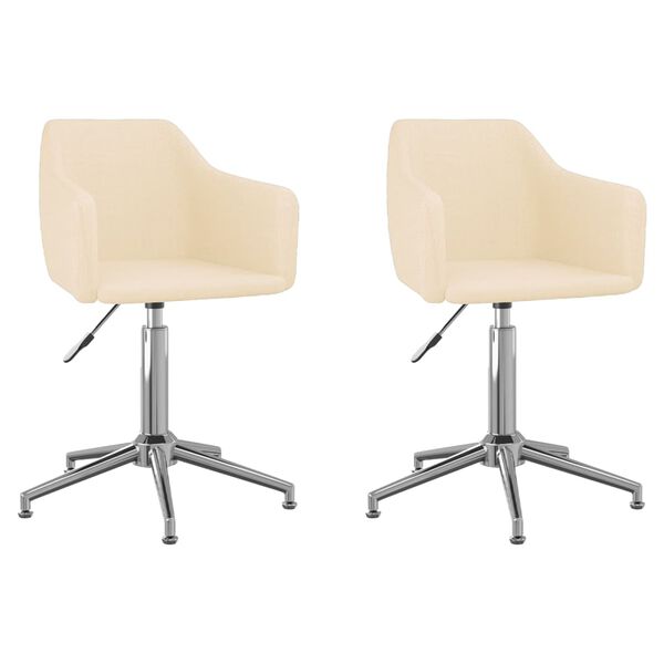 vidaXL Vrtljivi jedilni stoli 2 kosa krem blago