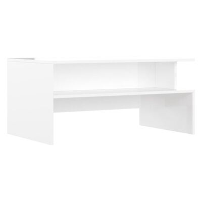 vidaXL Klubska mizica visok sijaj bela 90x55x42,5 cm inženirski les