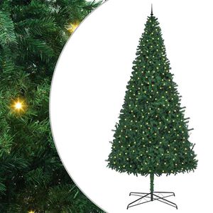 vidaXL Božično drevo z dekorativnimi lučmi Zelena 400 cm PVC