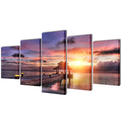 Set platen s printom plaže s paviljonom 200 x 100 cm