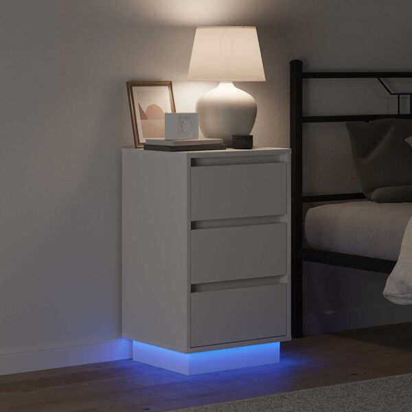 vidaXL Nočna omarica s predalom Bela 39 x 34,5 x 65 cm Konstruiran les