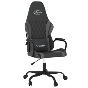 vidaXL Masažni gaming stol črno in siva umetno usnje