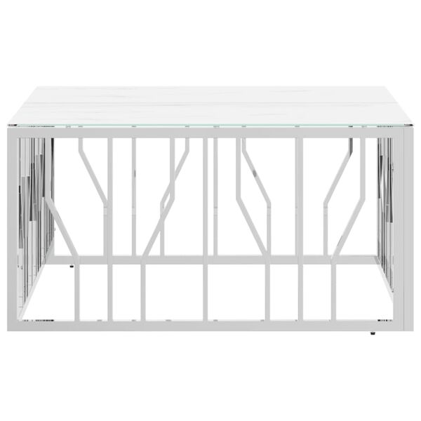 vidaXL Klubska mizica srebrna 80x80x40 cm nerjaveče jeklo in steklo