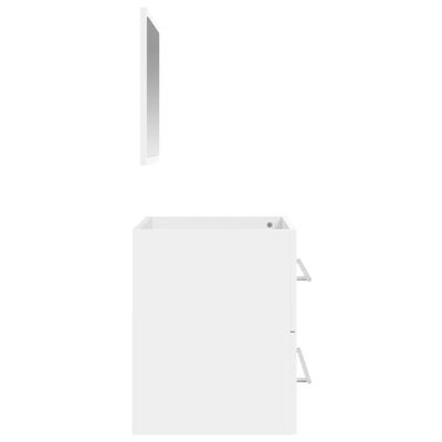 vidaXL Kopalniška omarica z ogledalom bela inženirski les