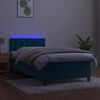 vidaXL Box spring postelja z vzmetnico LED temno modra 80x200 cm žamet