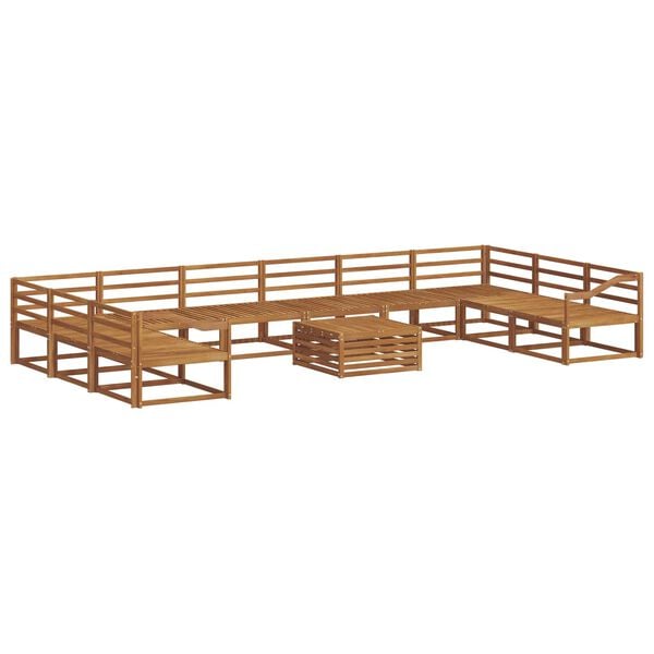 vidaXL Zunanja garnitura za sedenje 11 pcs Naravna Masiven les akacije