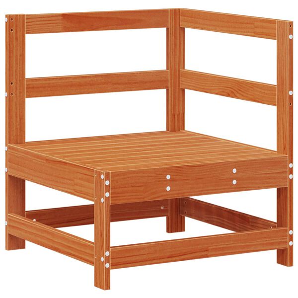 vidaXL Vrtni kotni kavč Masivna borovina Voskan Rjava