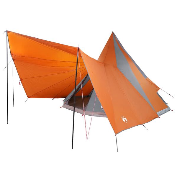 vidaXL Družinski tipi šotor Siva in oranžna 510 x 690 x 330 cm