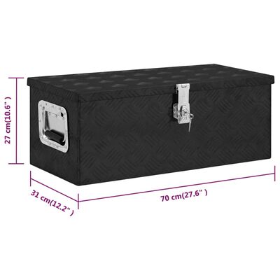 vidaXL Škatla za shranjevanje črna 70x31x27 cm aluminij