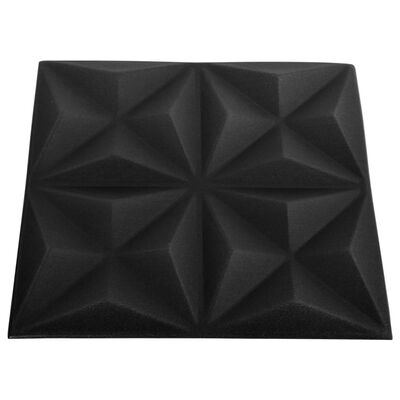 vidaXL 3D stenski paneli 24 kosov 50x50 cm origami črni 6 m²