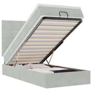 vidaXL Otomanski posteljni okvir z vzmetnicami siv 90x200cm žamet